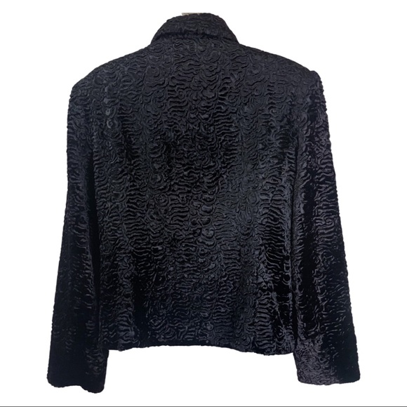 Vintage Town and Travel Furry Fuzzy Coat Jacket Textured Pattern Shoulder Pads L - Picture 4 of 9